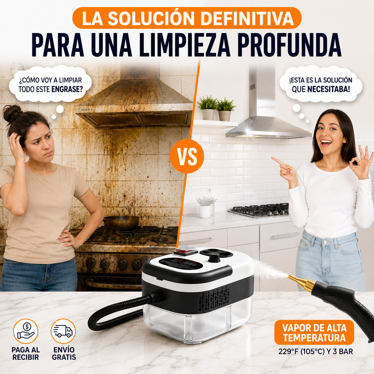 Limpia, desinfecta y elimina grasa con el poder del vapor ✨